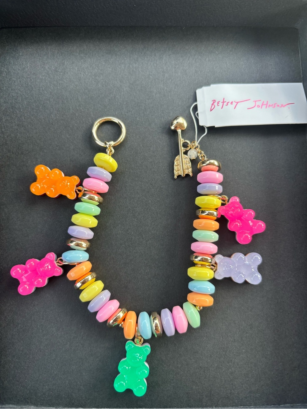 Betsey Johnson Bead Necklace with Pink Gummy Bear Pendant and Bracelet NWT - Picture 3 of 5